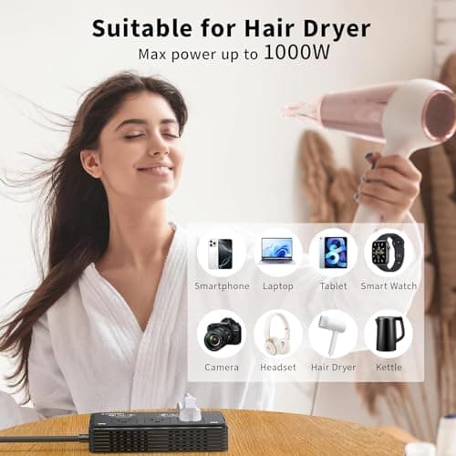 2000W Voltage Converter US to Europe for Hair Dryers, 7-in-1 220V to 110V Converter for European Travel with 3 AC/2 USBA/2 USBC Ports, Power Converter Adapter Combo with Type G/C/I/L Plugs — view 4