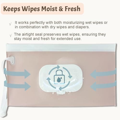 cephira Baby wipes dispenser,portable baby wipes holder for outdoor, Refillable baby wipes container, on the go wet wipe pouch for travel, resuable wipes dispenser for hiking (Nude Pink)