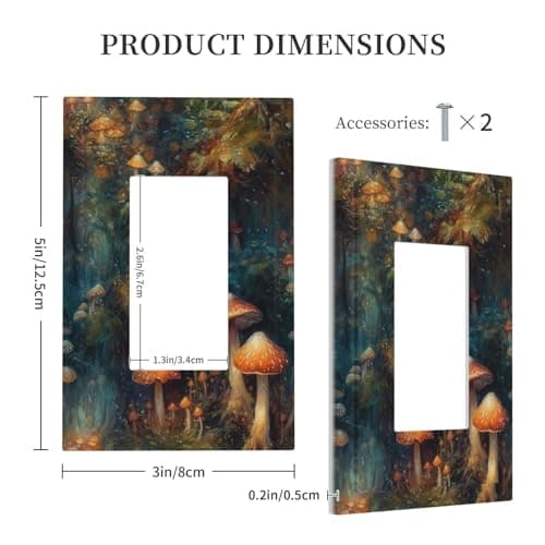 Tewujay Vintage Fantasy Mushroom Forest Rocker Switch Plate Cover — view 4