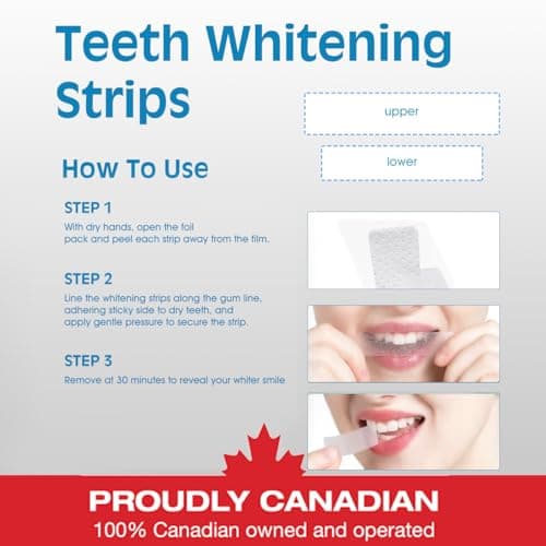 Proudly Canadian ClearBrite Naturals Whitening Strips, Peroxide Free, Coconut Mint Flavour, Natural Active Ingredients, 28 Strips (14 Treatments) — view 5