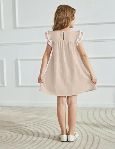 Arshiner Girls Summer Dress Toddler Ruffle Sleeve Dresses Khaki Dress for Girls Kids Swing Boho Sundress 3t — view 5