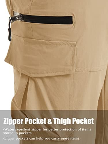 TACVASEN Training Shorts for Men Outdoors Athletic Workout Shorts Relaxed Fit Cargo Short Quick Dry Pockets Khaki, 34 — view 3