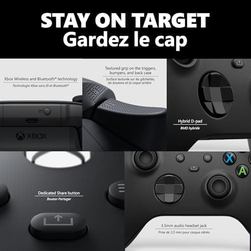 XBOX Core Wireless Gaming Controller – Carbon Black for Series X|S, One, Windows PC, Android, and iOS — view 3