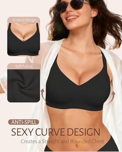 Gailife Womens Jelly Bra for Women Wireless Bras Seamless No Underwire Supportive Full Coverage T-Shirt Bra -New-Black-L — view 2
