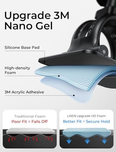 LISEN for MagSafe Car Phone Mount -Strong Magnets Magnetic Phone Holders for Your Car 2-in-1 Vent Dashboard Magnet Cell Phones Holder Mounts Car Accessories Gitfs for Men Women fit iPhone, CarbonFiber — view 5