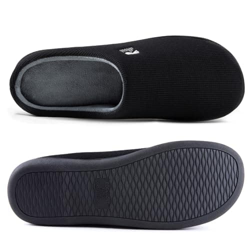 RockDove Men's Original Two-Tone Memory Foam Slipper, Size 9-10 US Men, Black/Grey — view 2