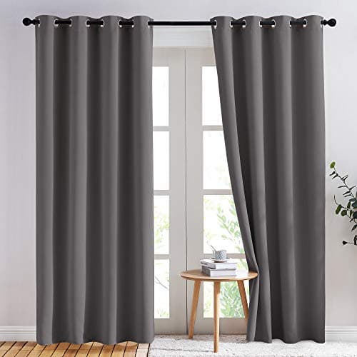 NICETOWN Blackout Curtains 2 Panels - Thermal Insulated Curtains 84 Inch Long,Room Darkening Grommet Curtains for Bedroom Living Room Windows (52 by 84 Inches,Grey,Set of 2)