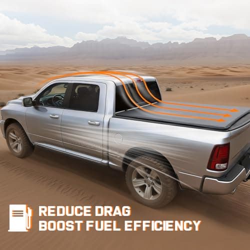 RHOBRA Soft Roll-up Truck Bed Tonneau Cover Compatible with 2009-2026 Dodge Ram 1500 (Incl. Classic & New), 5.7 ft Bed Without Rambox, 26.5oz Vinyl Soft Truck Bed Cover, No-Drill Installation — view 6