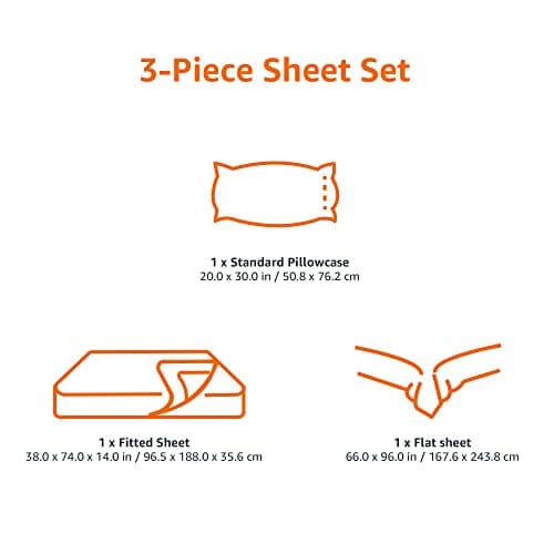 Amazon Basics Lightweight Super Soft Breathable Easy Care Microfiber 3 Piece Bed Sheet Set with 14-Inch Deep Pockets, Twin, Navy Blue, Solid — view 5