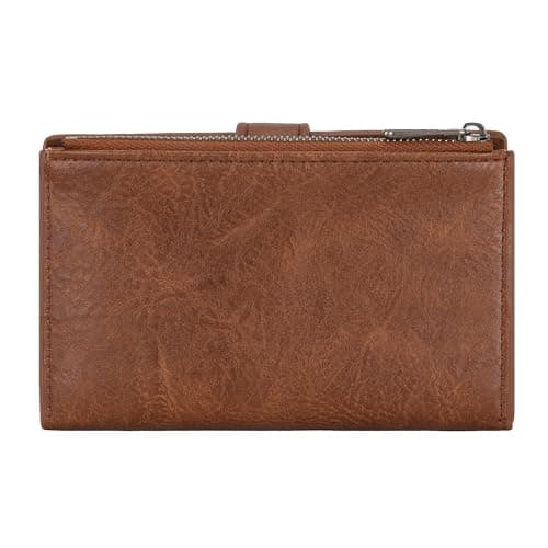 Wrangler Wallet for Women Bifold Card Holder with Zipper Pocket Ladies Clutch Purse with ID Window Brown WG119-W002BR — view 3