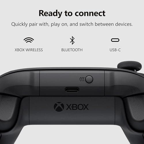 XBOX Wireless Gaming Controller | Carbon Black | Console, PC, & Cloud Devices | Textured Grip | Wireless, Bluetooth, USB-C Connectivity — view 4