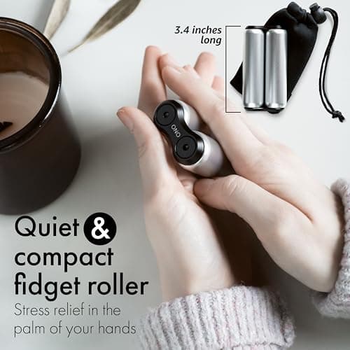 ONO Roller - Handheld Fidget Toy for Adults | Promotes Focus, Clarity | Compact, Portable Design (Full Size/Aluminum, Grey)