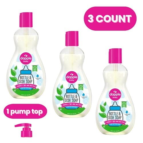 Dapple Baby Fragrance Free Bottle & Dish Soap - (3 Pack) 16.9 fl oz - Cleans Baby Bottles, Sippy Cups, Pacifiers, Breast Pumps, & More - Gently Removes Milk Film & Odors - Includes 1 Pump — view 2