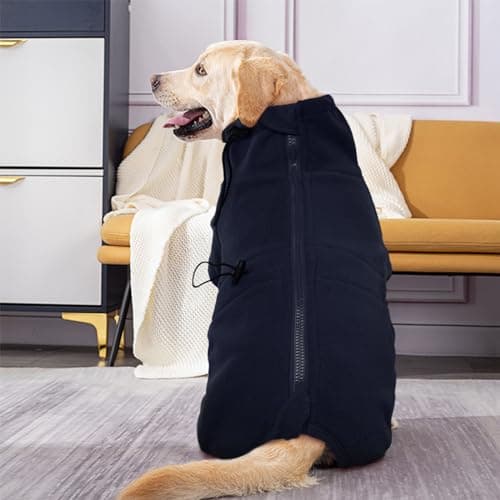 ROZKITCH Dog Fleece Jacket, Pet Windproof Warm Cold Weather Jacket Vest Cozy Jumpsuit Apparel Outfit Clothes for Medium Large Dog Walking Hiking Sleep Blue XL — view 4