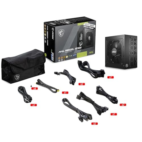 MSI MAG A850GL PCIE5, Fully Modular Compact Gaming 850W Power Supply, 80+ Gold, ATX 3.1 & PCIe 5.1 Ready, Native Dual-Color 12V-2x6 Cable, 10 Year Warranty — view 3