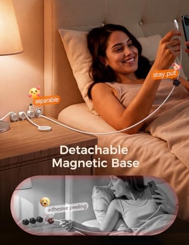 JOYROOM Detachable Magnetic Cord Organizer w/Secure Snap-Lock, 2-in-1 Adhesive& Magnetic Cable Clips, Auto-Fit Spring Management for φ1.5~8mm Cables, Under Desk Nightstand Home Office Car Wire Keeper — view 3
