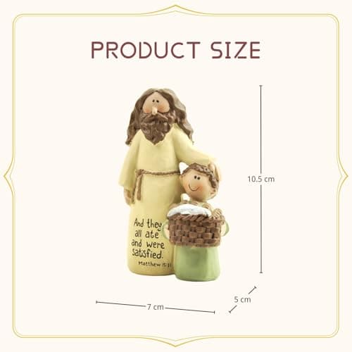 Jesus and Boy Figurine, Resin Christian Statue with Bible Verse Matthew 15:37, Inspirational Jesus Decor for Home, Sunday School and Children's Ministry, 4.13 inch — view 4