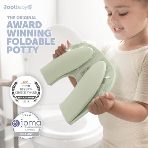 Jool Baby Folding Travel Potty Training Seat for Toddlers, Fits Round & Oval Toilets, Non-Slip Suction Cups, Includes Free Travel Bag (Sage) — view 3