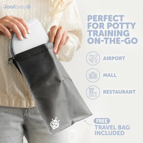 Jool Baby Folding Travel Potty Training Seat for Toddlers, Fits Round & Oval Toilets, Non-Slip Suction Cups, Includes Free Travel Bag (Gray) — view 2