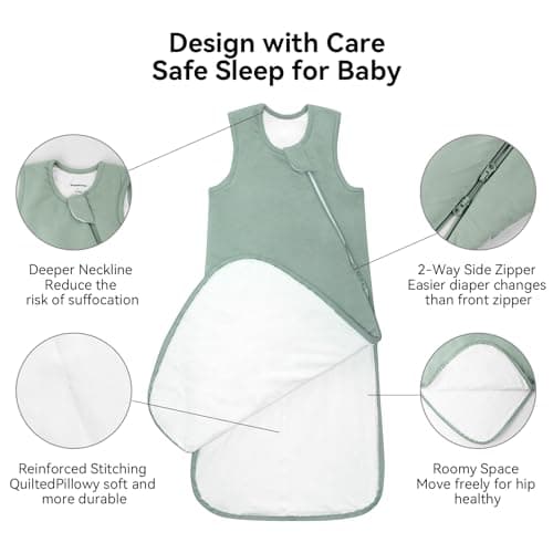 Bamboo Sleep Sack 6-12 Months 1.0 Tog Ultra Soft Baby Wearable Blanket Toddler Sleeping Sack for Babies Unisex Girl Boy 2-Way Zipper Baby Sleeping Bag Breathable Lightweight Medium — view 2