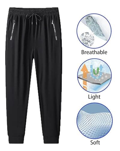 Stretch Active Pants for Women – Ultra Stretch Quick Dry Ice Silk Lightweight Breathable Pants with Pockets for Women Over 50 (CA/US, Alpha, Medium, Regular, Regular, Straight, Black) — view 2