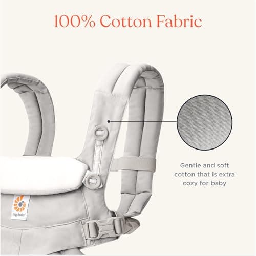 Ergobaby Omni Classic Baby Carrier for Newborn to Toddlers 0-48 Months (7-45 lbs) - 4-Position 100% Premium Cotton Baby Carrier with Ergonomic Support - Pearl Grey — view 4