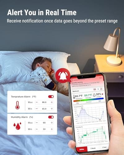 ThermoPro TP357 Digital Hygrometer Indoor Thermometer of 260FT, Bluetooth Thermometer Humidity Meter with Smart App, Room Thermometer Humidity Gauge with Temperature Humidity Sensor — view 7