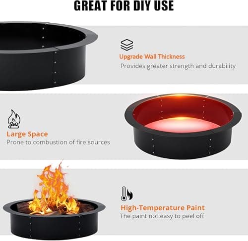 Garvee 36 in Smokeless Fire Pit Ring with Easy 8-Piece Iron Sheet Assembly, Optimized Ventilation for Full Wood Combustion, Weather-Resistant Painted Steel, Above-Ground or Underground for Camping, Ga — view 5