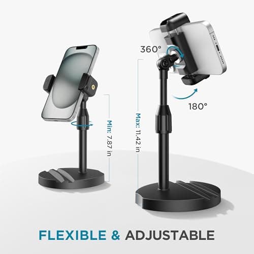 InnoGear Webcam Mount for Desk, Table Telescopic Webcam Stand with Phone Holder for Camera Webcam C922 C930e C920S C920 C615 C960 C920x BRIO 4K NexiGo N60, Right Light, GoPro with 1/4" Thread — view 3