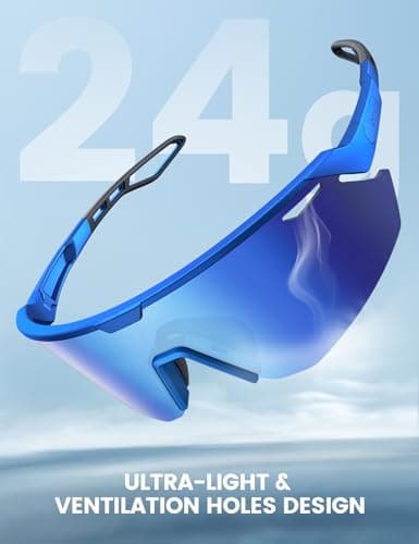 Lamicall Polarized Sports Sunglasses for Men Women, [24g Ultralight] [Adjustable Nose Pad] UV400 Protection Sun Glasses for Cycling Running Baseball Fishing Golf Beach Volleyball, Half Frame, Blue — view 2