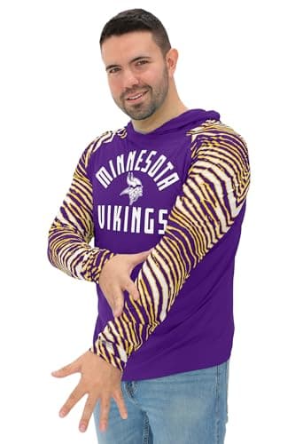 Zubaz NFL Men's T-Shirt with Zebra Sleeves - Minnesota Vikings, 3XL