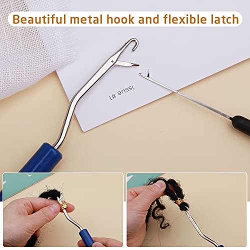 Loc Crochet Needle, 48 Pcs Dreadlock Crochet Hook Tool, 6 Dreadlock Crochet Needle for Hair, Different Size Bent Latch Hook, Crochet Hooks for Hair Braiding with Case — view 3