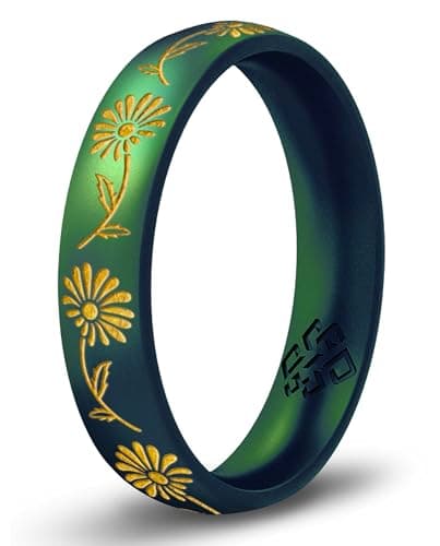 Knot Theory April Flower Gold Ink Green Enchanted Silicone Size 8 4mm