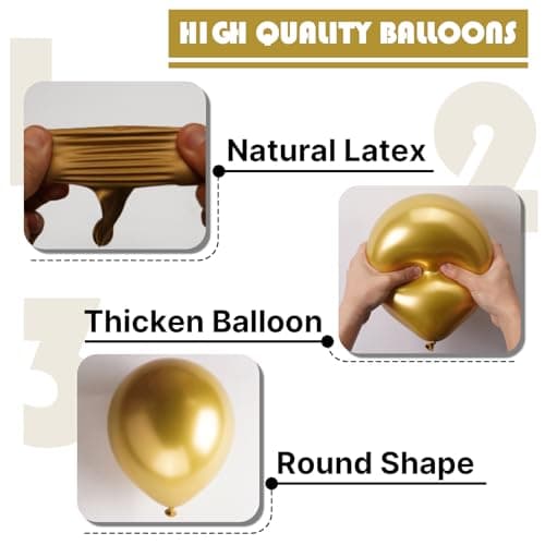PartyWoo Metallic Gold Balloons 50pcs 5 Inch Small Mini Chrome Gold Latex Balloons for Graduation Baby Shower Gender Reveal Wedding Bachelorette New Year Birthday Party Decorations Gold-G101 — view 5