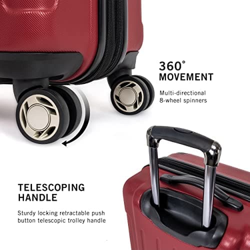 Kenneth Cole REACTION Renegade Luggage Expandable 8-Wheel Spinner Lightweight Hardside Suitcase, Scarlet Red, 3-Piece Set (20"/24"/28") — view 3