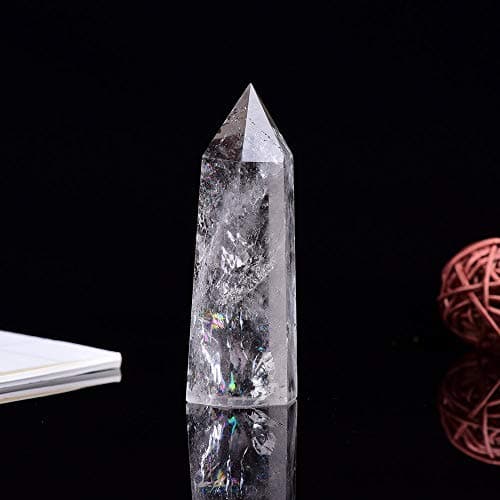 Runyangshi Clear Quartz Natural Healing Crystal Wands 6 Faceted Single Point Crystals Prism Wand for Meditation Reiki Chakra Therapy Home Decor Gift 2"-2.4" — view 4