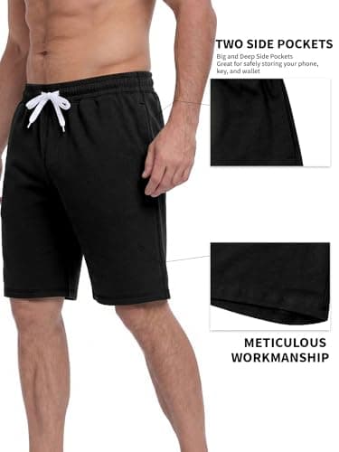 TUREFACE Men's Casual Shorts Cotton 9" Hiking Fishing Waist Work Shorts with Pockets Black Large — view 3