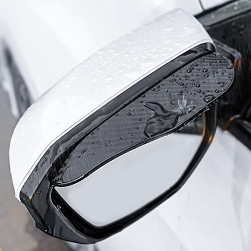 Blilo 2PCS Smoke Visor Guards for Car Side Mirrors - Waterproof Carbon Fiber Auto Rain Eyebrows for Cars, Trucks and SUVs - Universal Fit (Black) — view 5