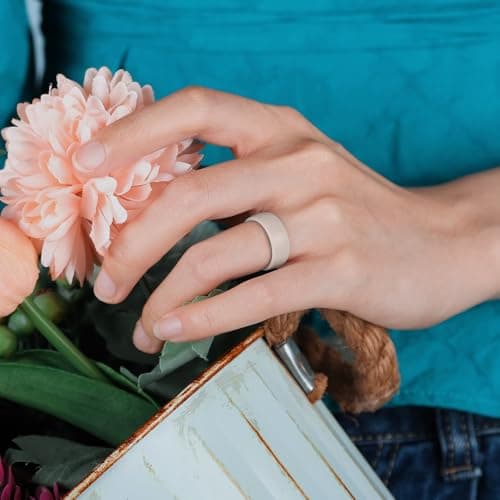 Egnaro 4/5/8 Variety Multipack Ergonomic Breathable Bridal Rings Sets, 6mm Wide - 2mm Thick Rubber Wedding bands women, silicone Rings for her with Half Size — view 2