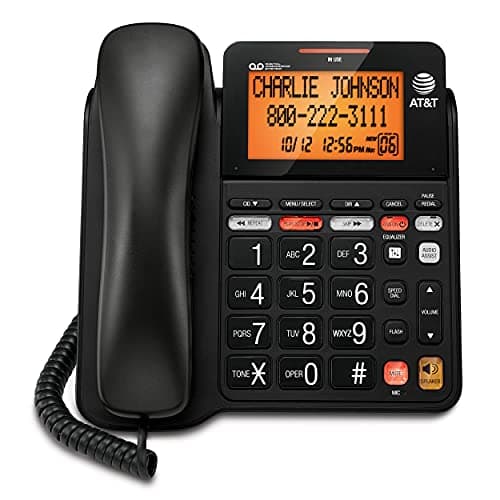 AT&T Corded Phone with 25 min Digital Answering Machine, Backlit Tilt Display, Audio Assist, Speakerphone, A/C Power (CL4940BK), Black