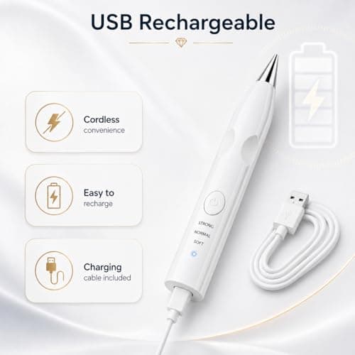 TUCEVSX Electric Diamond Painting Pen Kit, Cordless USB-C Rechargeable Diamond Art Tool with Vacuum Pickup, No Wax, 3 Suction Levels, Interchangeable Tips, Low Noise for DIY Craft Lovers.(White) — view 3