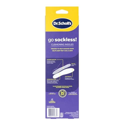 Dr Scholl’s Go Sockless! Cushioning Insoles for Women Men Unisex, 3 Pairs, Trim to Fit - Absorbs Moisture to Keep Feet Dry, Shoe Inserts for Women Men with Plush Terry Cloth Layer for Added Comfort — view 9