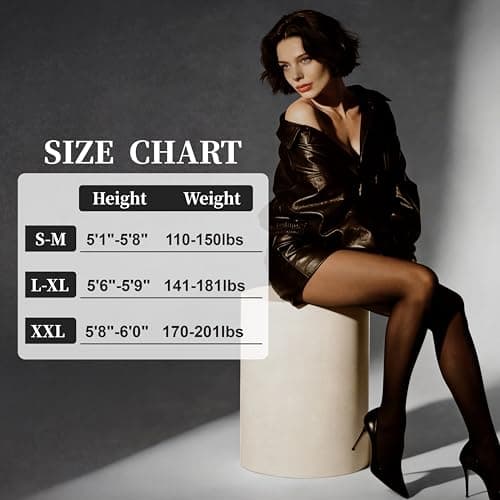HeyUU 40D T-Crotch Sheer Pantyhose for Women, High Waist Stretchy Silky Stockings with Durable Reinforced Toes Black 2XL — view 5