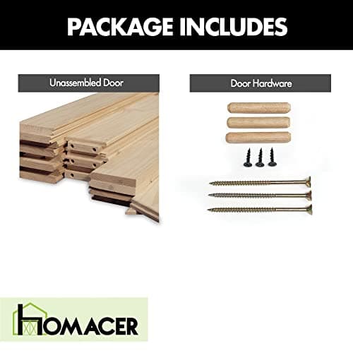 Homacer 5-in-1 Design Solid Natural Pine Wood Barn Door, 24in Wide 84in High, Unfinished and Unassembled, with Pre-drilled Holes for Easy Assemble and Pre-routed Floor Guide Groove, Interior Only — view 4