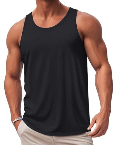 MAGCOMSEN Men's Tank Tops Sleeveless Summer Workout Shirt Casual Bodybuilding Lightweight Breathable Muscle T Shirt Black,L