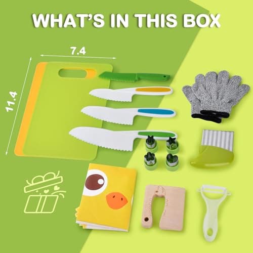 COVLUROTO 15PCS Montessori Kitchen Toys for Toddlers: Stocking Stuffers for Kids - Kids Safe Cooking Sets Real Knife Set for Real Cooking - Easter Basket Stuffers Christmas Birthday Gifts for Boy Girl — view 3