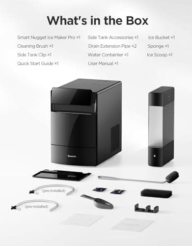 GoveeLife Smart Nugget Ice Maker Pro, 60lbs Daily, 6-Minute First Ice, 40dB Ultra-Quiet with AI NoiseGuard, App & Voice Control, Self-Clean, 3.5lbs Basket & Dual Water Tanks, for Home Kitchen, Party — view 7