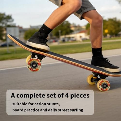Skateboard Wheels 52mm 99A with Bearings, Set of 4 (Pale Millet Yellow) — view 4