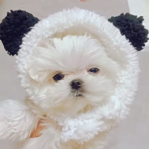 JOICEE Cute Cat Costume - Warm Bear Hat for Small Pets (Black & White) — view 5