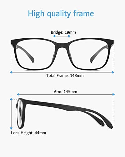 ANRRI Blue Light Blocking Glasses for Computer Use, Anti Eyestrain Lens Lightweight Frame Eyeglasses, Black, Men/Women — view 4